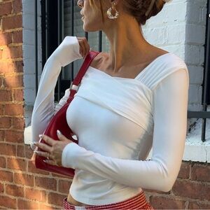 Princess Polly Lynsey Long Sleeve Top White